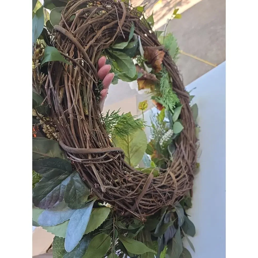Handmade Wreath All Seasons Evergreen Peonies Carnation Ivy 28